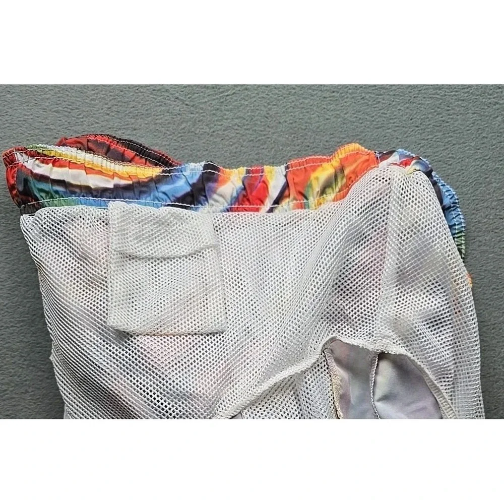 Highland Outfitters Mens Size L Multicolor Swirl Rainbow‎ Swim Beach Shorts